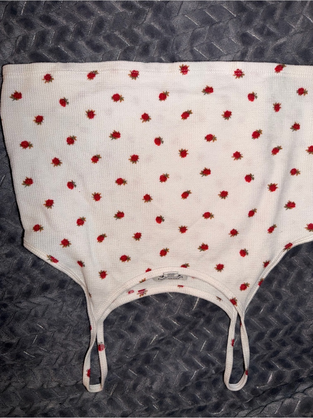 White Ribbed and Tank Top with Red Strawberry Print